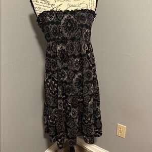 Express Black and Gray Strapless Dress